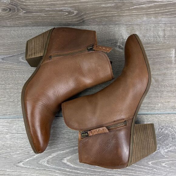 Frye Judith Double Zip Wheat Tan Leather Women’s Sz 10M Heeled Ankle Boots - Picture 9 of 12